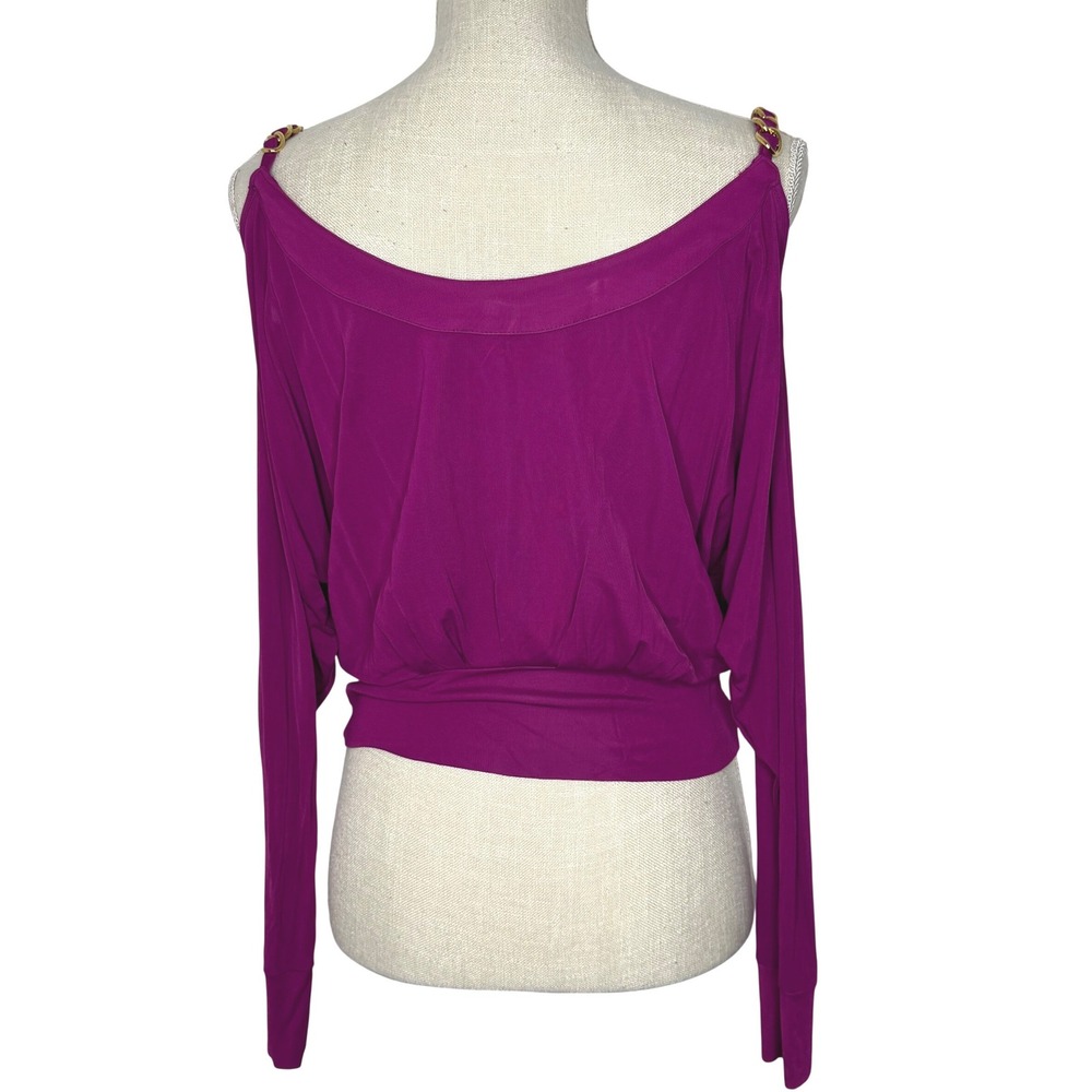 Dolce & Gabbana Cold Shoulder Top Gold Chain Straps Purple Size Small‎ - Picture 2 of 9
